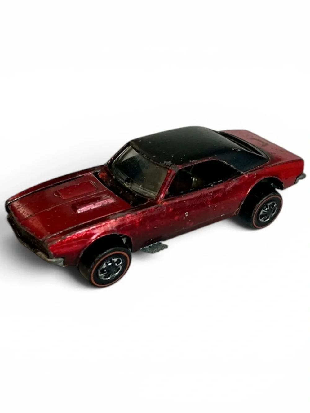Vintage Hot Wheels Redline 1967 Custom Camaro Red w/Black Roof USA